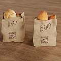 Fresh Bread and Coffee Beans in Brown Paper Bags on Wooden Table