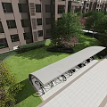 Curved Metal Frame Canopy With Transparent Roof For Outdoor Parking Area