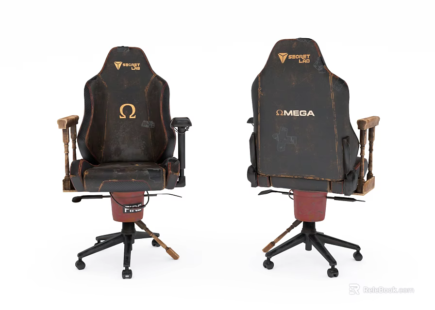 Professional Office Chair With Ergonomic Design Black Gold Color Adjustable Armrests And Swivel Wheels Base 3d model 