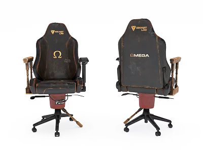 Professional Office Chair With Ergonomic Design Black Gold Color Adjustable Armrests And Swivel Wheels Base 3d model