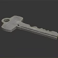 Detailed 3D Rendered Metallic Key With Ridged Design And Keyhole