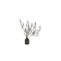Dark Brown Vase With Slender Dried Branches For Minimalist Interior Decor 3d model