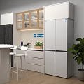 Live Stream of Modern Open Kitchen with Island Counter Refrigerator and Cabinets