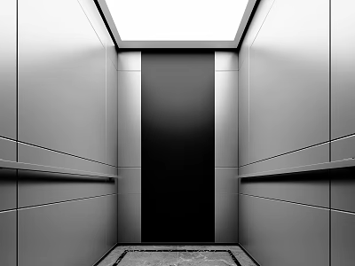 Sleek Modern Elevator Interior Design With Metallic Panels And Smooth Walls 3d model