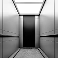 Sleek Modern Elevator Interior Design With Metallic Panels And Smooth Walls 3d model