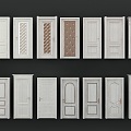 European-style white wooden door combination 3d model