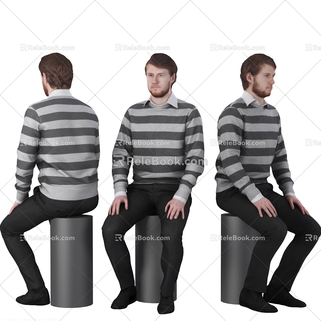 Modern Men Sitting Men 3d model