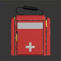 Red First Aid Kit With White Cross Symbol And Portable Handle Design