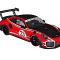 Red Racing Car With Number 23 Black Spoiler And Sporty Exterior Design