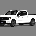 White Modern Pickup Truck With Crew Cab And Black Wheels In Indoor Setting