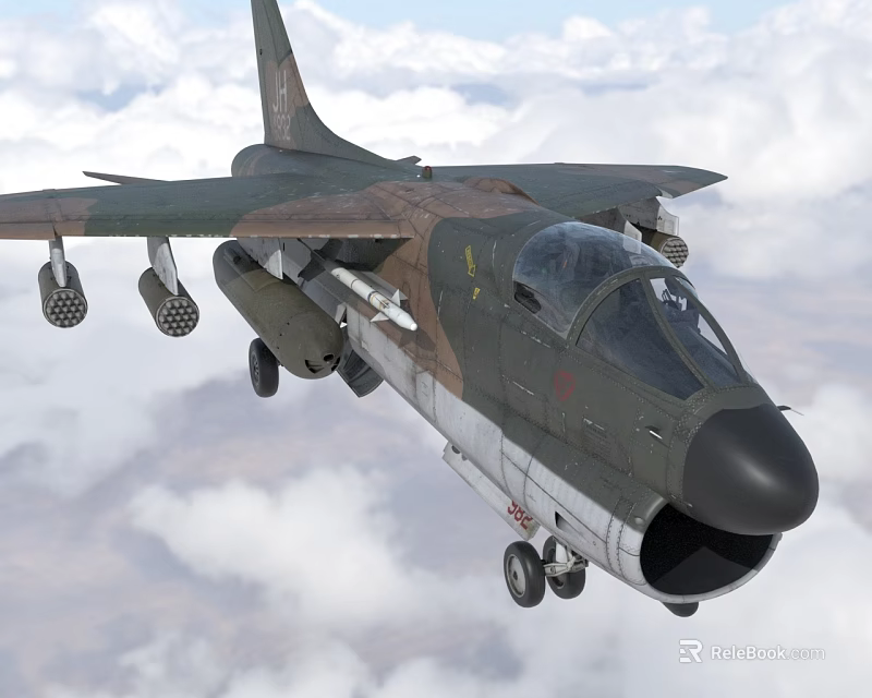 Military Fighter Jet Flying In Sky With Armaments 3d model 
