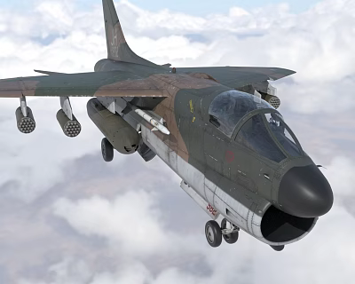 Military Fighter Jet Flying In Sky With Armaments 3d model
