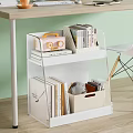 Study Desk Bookshelf Book Storage Box Acrylic Computer Coffee Cup Green Plant Potted Laptop Keyboard Mouse Table Lamp Globe 3d model