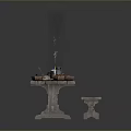 Rustic Wooden Dining Table with Lit Candle Bowls of Fruits and Food