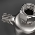 Stainless Steel Industrial Components With Threaded Connections Hexagonal Top And Cross Section View 3d model