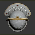 Ancient Weapon Helmet With Silver Gold Metal Arched Design Red Gemstones And Neck Guard
