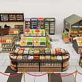 Supermarket Grocery Store Interior With Shelves Checkout Counter And Fresh Produce Sections