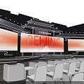 Beijing International Convention Center Stage With Large Screens Lighting And Audience Seats