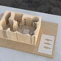 Wooden Exhibition Booth Ornaments Architectural Model With Compartments Shelves And Small Furniture