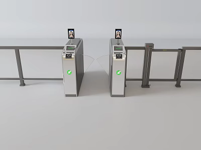 Public Facility Smart Turnstiles with Dual Lanes Metal Structure and Facial Recognition Access Control 3d model