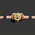 Anime Character With Halo Blonde Hair Orange Top White Pants And Blue Sash