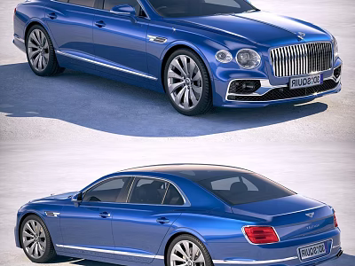 Blue Bentley Luxury Sedan Exterior Design Front And Rear Views 3d model