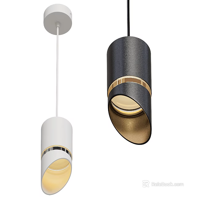 Modern Pendant Lights With White Black Finish And Gold Accents For Contemporary Interior 3d model 