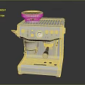 Modern Stainless Steel Espresso Machine With Pressure Gauge Control Buttons And Top Container