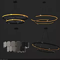 Modern Chandeliers With Circular Rings And Frosted Glass Shades For Interior Lighting
