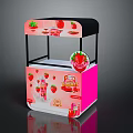 Strawberry Yogurt Food Stall With Pink Design And Fresh Fruit Patterns