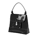 Stylish Black Patent Leather Handbag With Top Handle Flap Closure And Metal Clasp