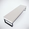 Minimalist Gray Upholstered Sofa Bench With Black Metal Legs And Modern Design