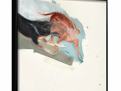 Abstract Painting Of Two Dogs Fighting With Expressive Brushstrokes And Colors 3d model