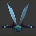 Ethereal Game Fantasy Character With Multiple Arms Glowing Blue Purple Antennae