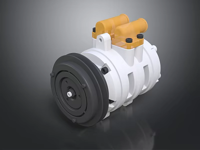 Industrial Mechanical Equipment With White Black Body And Yellow Top Connectors 3d model