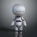 White Robot Character With Green Eyes And Scratched Body Design