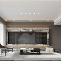 Modern Dining Living Room Interior Design With Marble Wall Art Sculpture And Dining Table