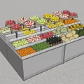 Fruit Display Shelves With Multiple Layers Showing Fresh Strawberries Apples Bananas And Melons