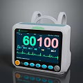 Vital Signs Monitor With Digital Display Screen ECG Waveform And Control Panel Buttons