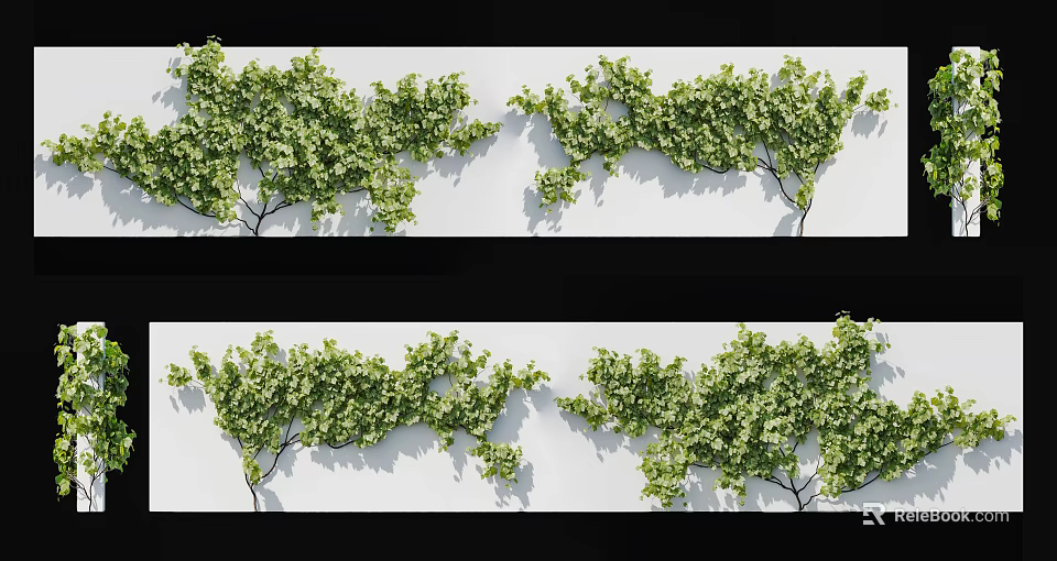 Green Leafy Vines with Lush Foliage for Decorative Wall Decoration 3d model 
