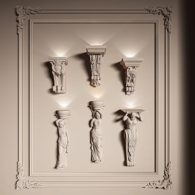 Classic Interior Wall Sconces With Figurine Sculptures And Elegant Design 3d model