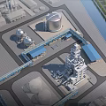 Industrial Equipment In Modern Factory Facility With Pipes Storage Tanks And Structures