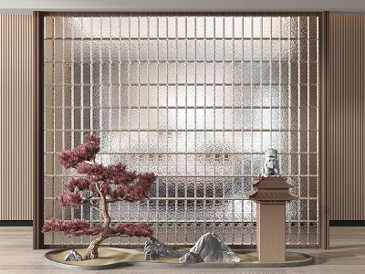 New Chinese style landscape sketch glass partition model