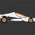 Modern White Concept Racing Car with Orange Windshield and Streamlined Body Design 3d model