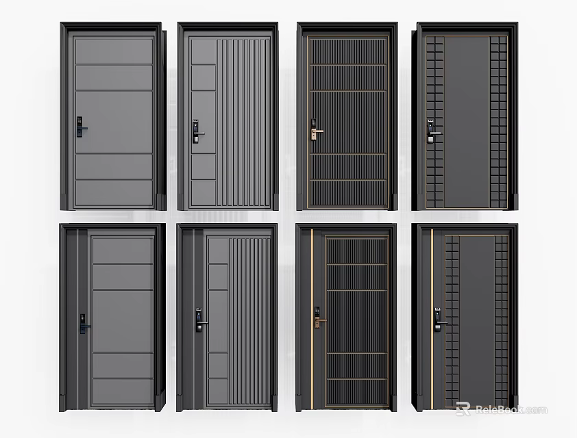 Modern Security Doors Collection With Various Panel Designs And Contemporary Styles 3d model