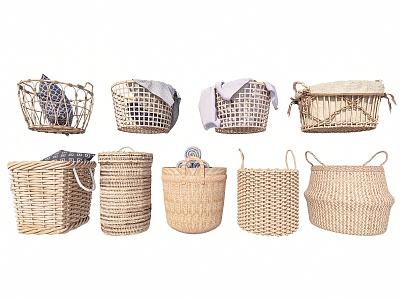 Towel Rack Rattan Laundry Basket Storage Basket Bamboo Basket Bath Towel 3d model