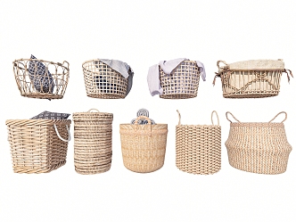 Towel Rack Rattan Laundry Basket Storage Basket Bamboo Basket Bath Towel 3d model