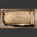 Stone Structure With Carved Door Window Stacked Layers And Wooden Base Platform