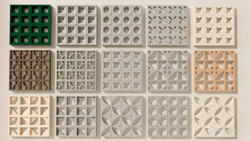 Modern Decorative Partition Panels With Various Patterns And Colors For Interior Design 3d model