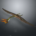 Realistic Pterosaur Flying Reptile With Orange Beak And Spread Wings 3D Rendering